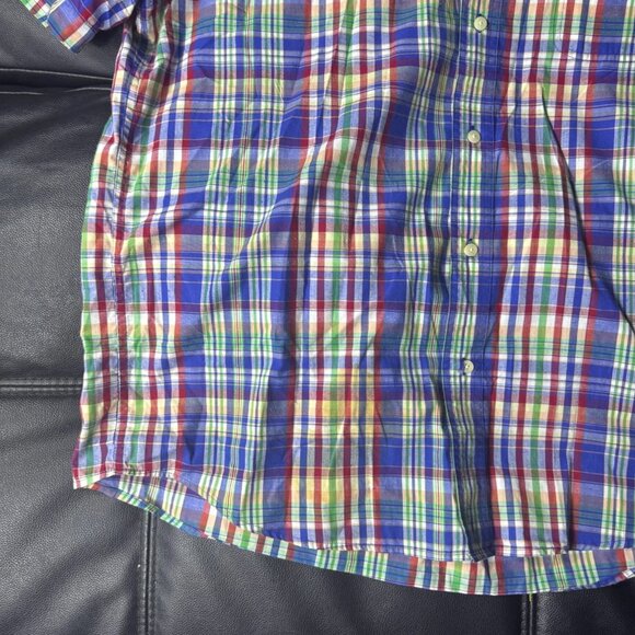 Chaps Men's Button-Up Shirt Multicolor Plaid Collared Short Sleeve Easy Care XL - Picture 8 of 13